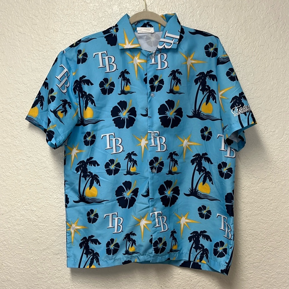Tampa Bay Rays Hawaiian Print Button Down Size Medium